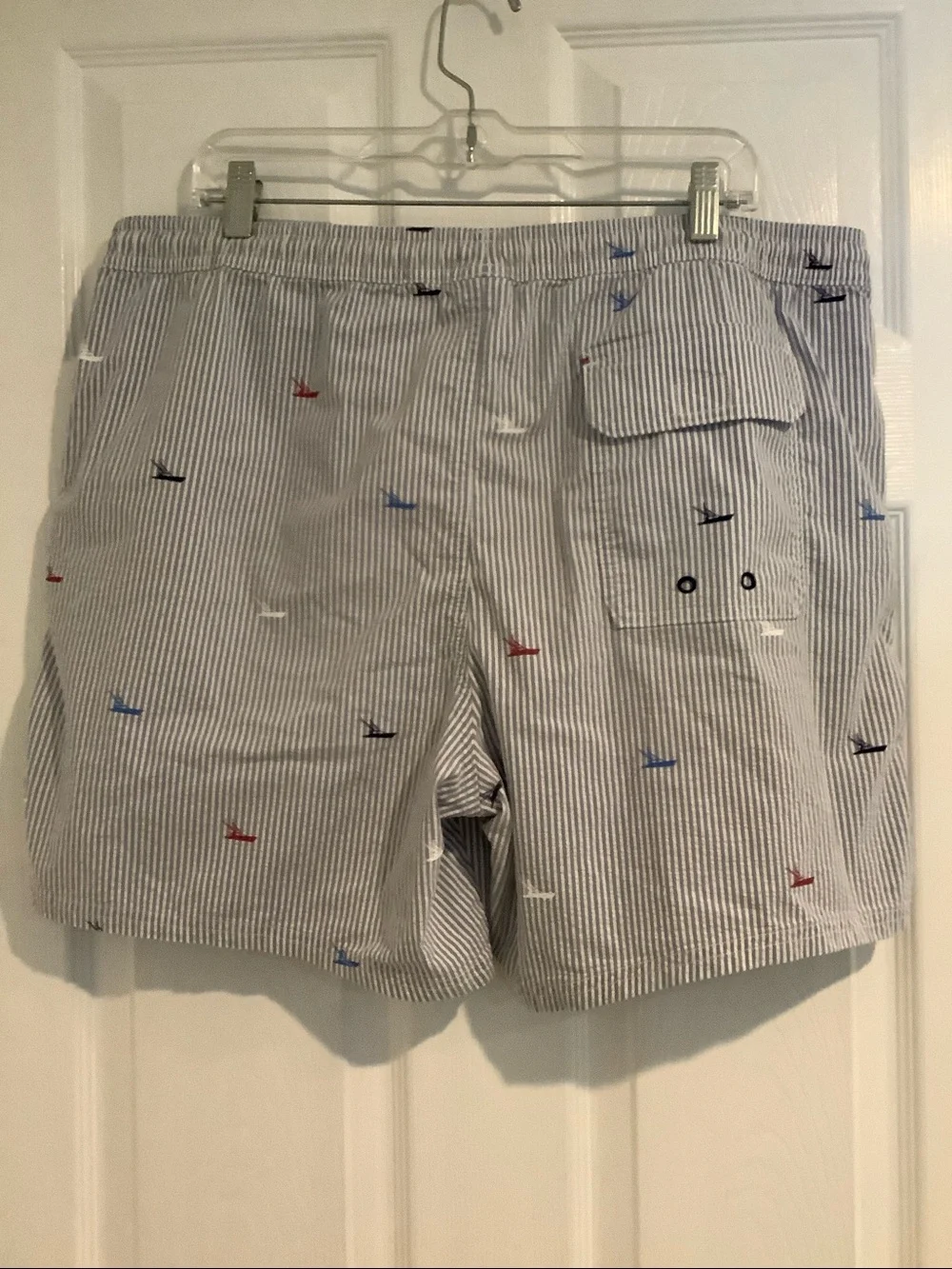 VINEYARD VINES Men’s Blue/White Searsucker Nautical Bathing Suit Swim Trunks XL